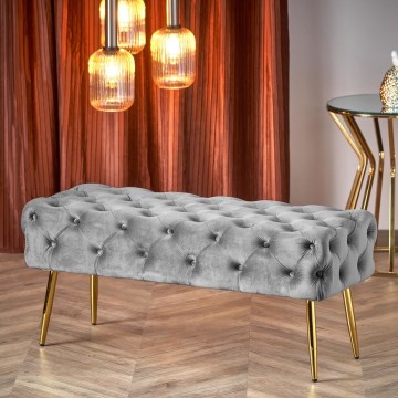 Gesteppte Sitzbank ATHENA 40x100 cm grau/golden