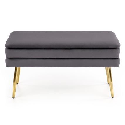 Gesteppte Sitzbank mit Stauraum VELVA 37x78 cm grau/golden
