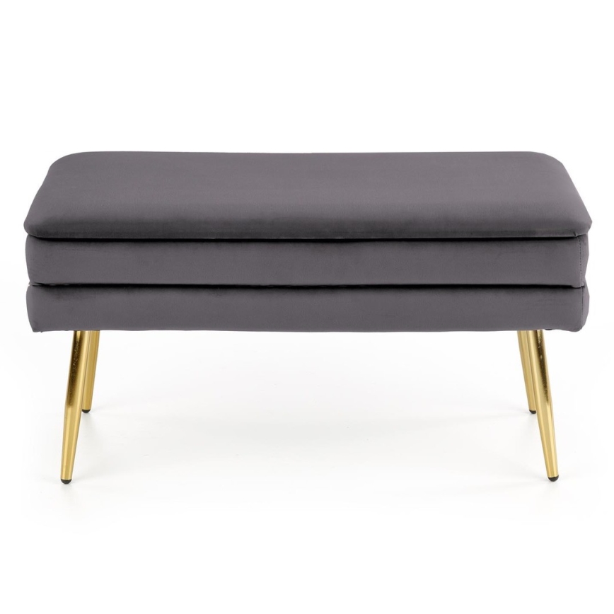 Gesteppte Sitzbank mit Stauraum VELVA 37x78 cm grau/golden