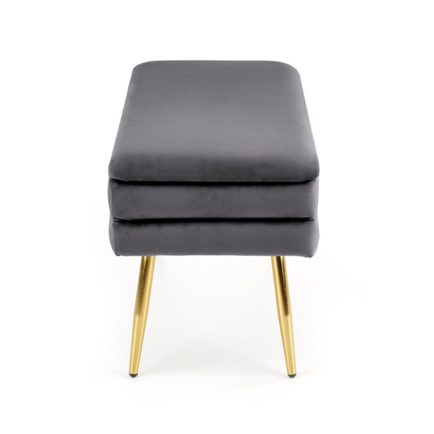 Gesteppte Sitzbank mit Stauraum VELVA 37x78 cm grau/golden