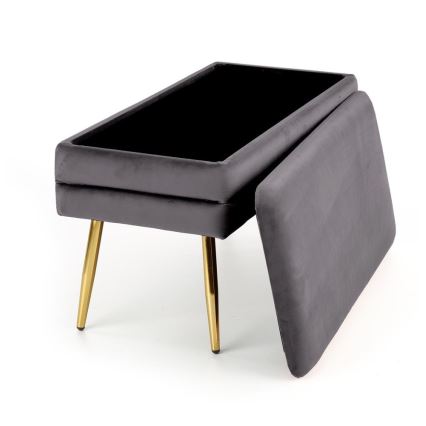 Gesteppte Sitzbank mit Stauraum VELVA 37x78 cm grau/golden