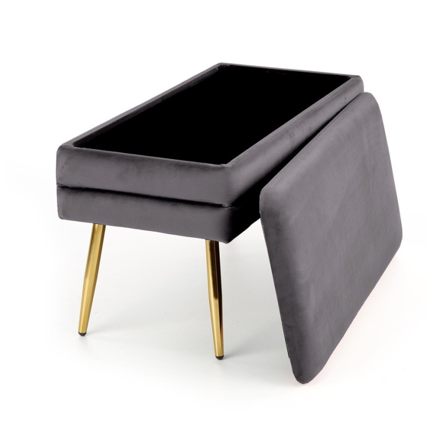Gesteppte Sitzbank mit Stauraum VELVA 37x78 cm grau/golden