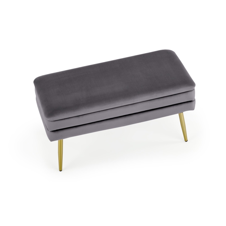 Gesteppte Sitzbank mit Stauraum VELVA 37x78 cm grau/golden