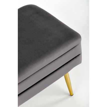Gesteppte Sitzbank mit Stauraum VELVA 37x78 cm grau/golden