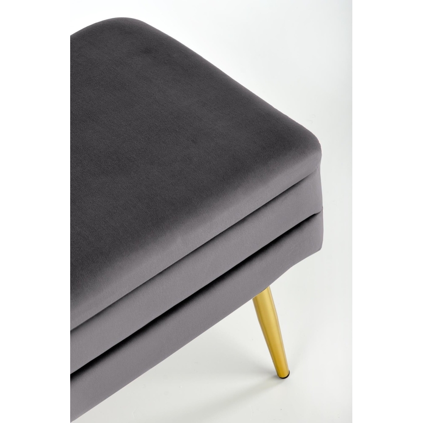 Gesteppte Sitzbank mit Stauraum VELVA 37x78 cm grau/golden