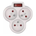 Geteilte Steckdose mit einem Schalter 3x10A/230V