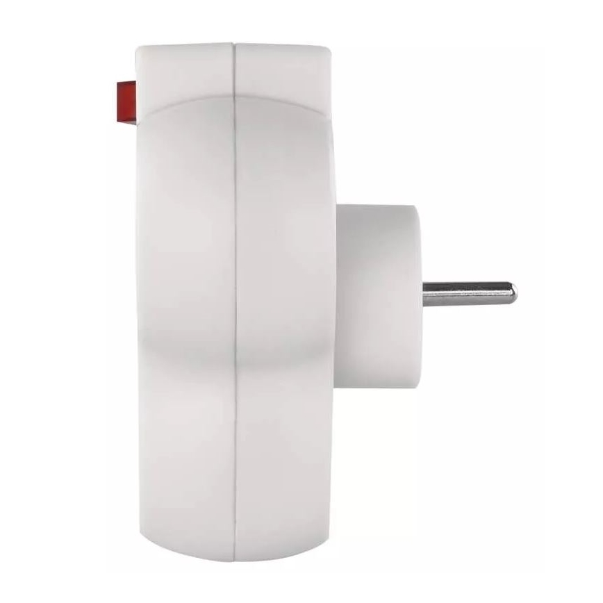 Geteilte Steckdose mit einem Schalter 3x10A/230V