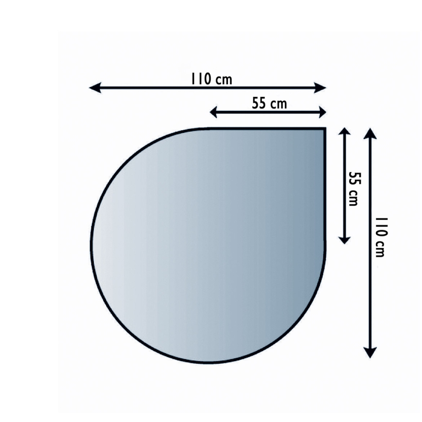 Glas unter dem Kamin 1100x1100x6 mm Träne