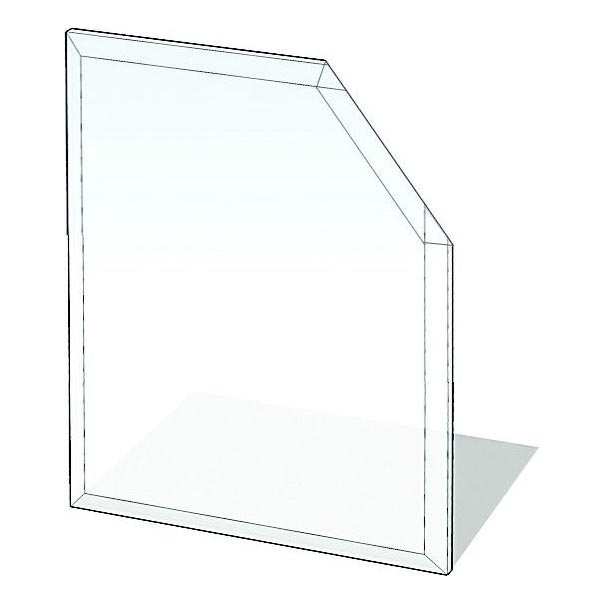 Glas unter dem Kamin 1100x1100x8 mm abgeschrägtes Viereck