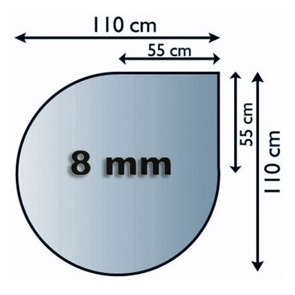 Glas unter dem Kamin 1100x1100x8 mm Träne