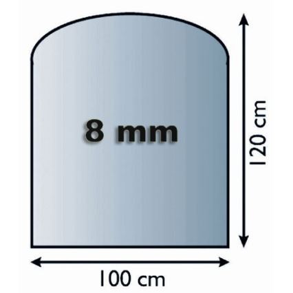 Glas unter dem Kamin 1200x1000x8 mm Halbbogen