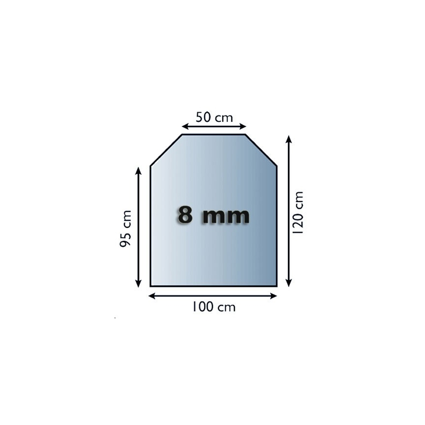Glas unter dem Kamin 1200x1000x8 mm