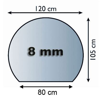 Glas unter dem Kamin 1200x1050x8 mm halbrund