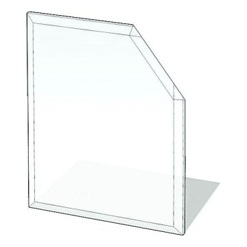 Glas unter dem Kamin 1250x1250x8 mm abgeschrägtes Viereck
