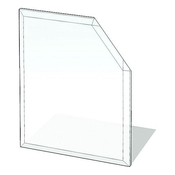 Glas unter dem Kamin 1250x1250x8 mm abgeschrägtes Viereck