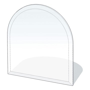 Glas unter dem Kamin 800x800x8 mm Halbbogen