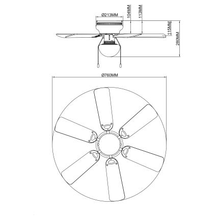 GLOBO - Deckenventilator 1xE27/60W/230V