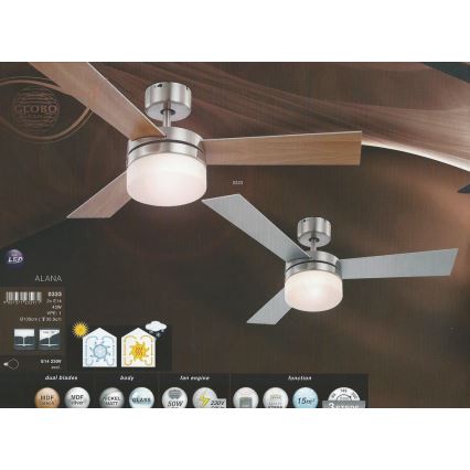 GLOBO 0333 - der Deckenventilator ALANA 2xE14/40W/230V