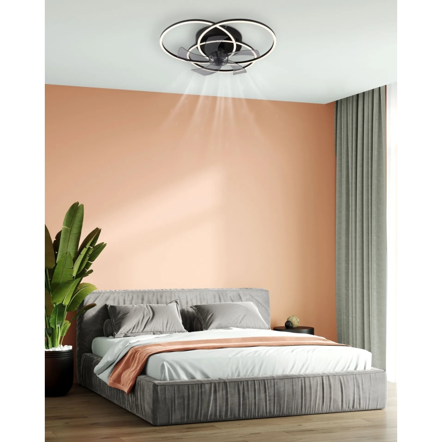 Globo - LED-dimmbarer Deckenventilator LED/40W/230V 3000-6500K schwarz + Fernbedienung
