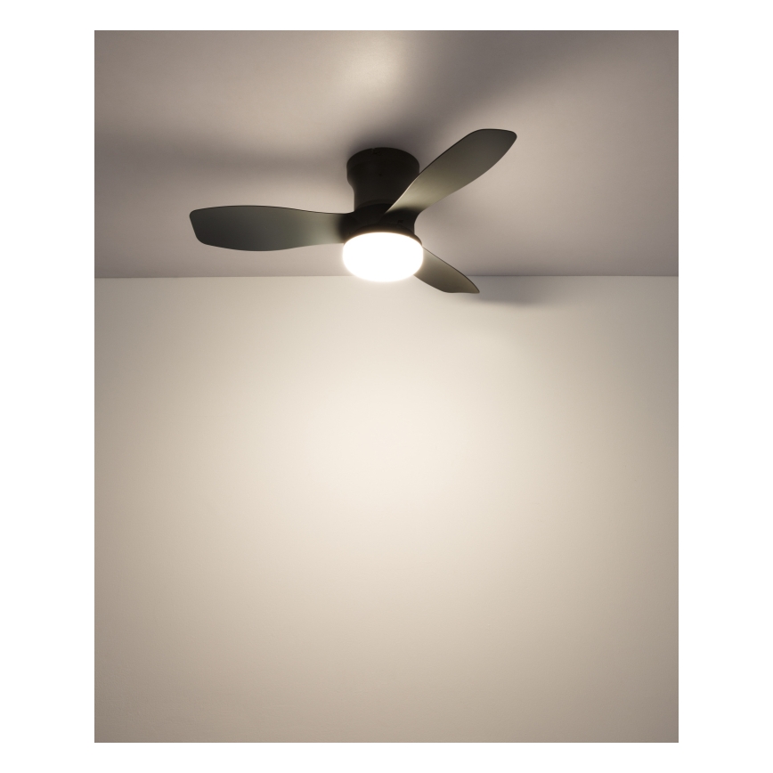 Globo - Dimmbarer Deckenventilator LED/15W/230V 2700-6500K schwarz + Fernbedienung