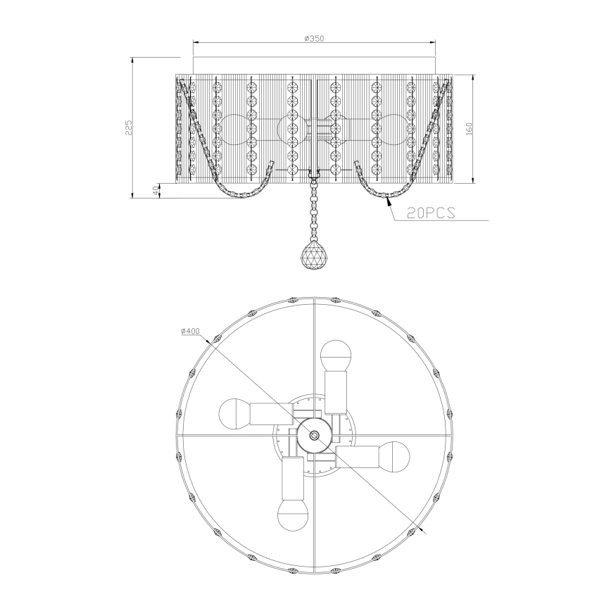 Globo - Kristalldeckenlampe 4xE14/40W/230V