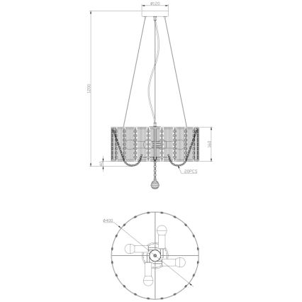 Globo - Kristallkronleuchter an Schnur 4xE14/40W/230V