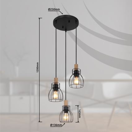 Globo - Hängeleuchte 3xE27/40W/230V