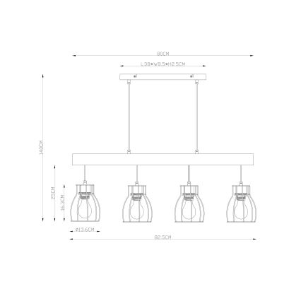 Globo - Hängeleuchte an Schnur 4xE27/40W/230V