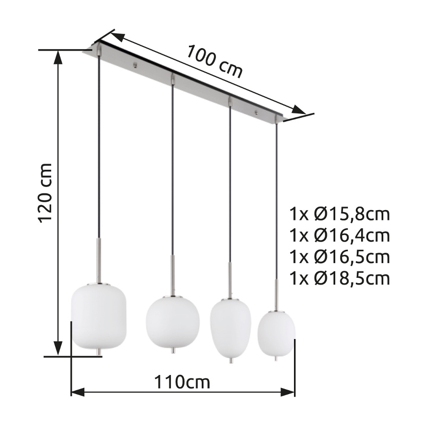 Globo - Hängeleuchte 4xE14/40W/230V weiß