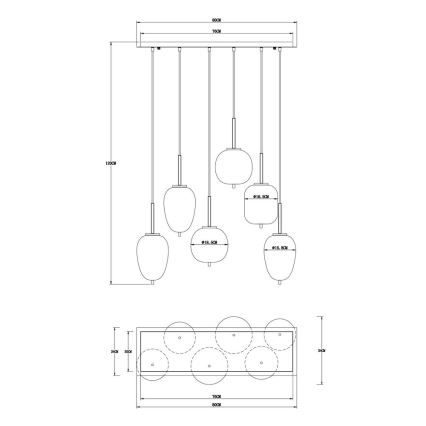 Globo - Hängeleuchte an Schnur 6xE14/40W/230V schwarz