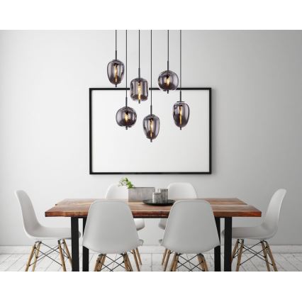 Globo - Hängeleuchte an Kabel 6xE14/40W/230V schwarz