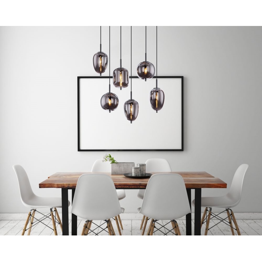 Globo - Hängeleuchte an Kabel 6xE14/40W/230V schwarz