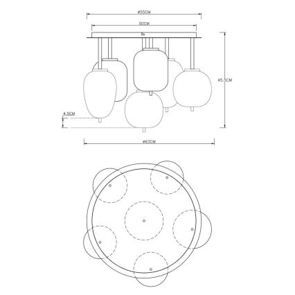 Globo - Deckenleuchte 6xE14/40W/230V schwarz