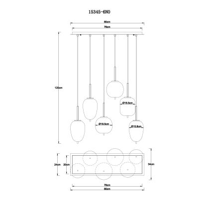 Globo - Hängeleuchte 6xE14/40W/230V glänzendes Chrom