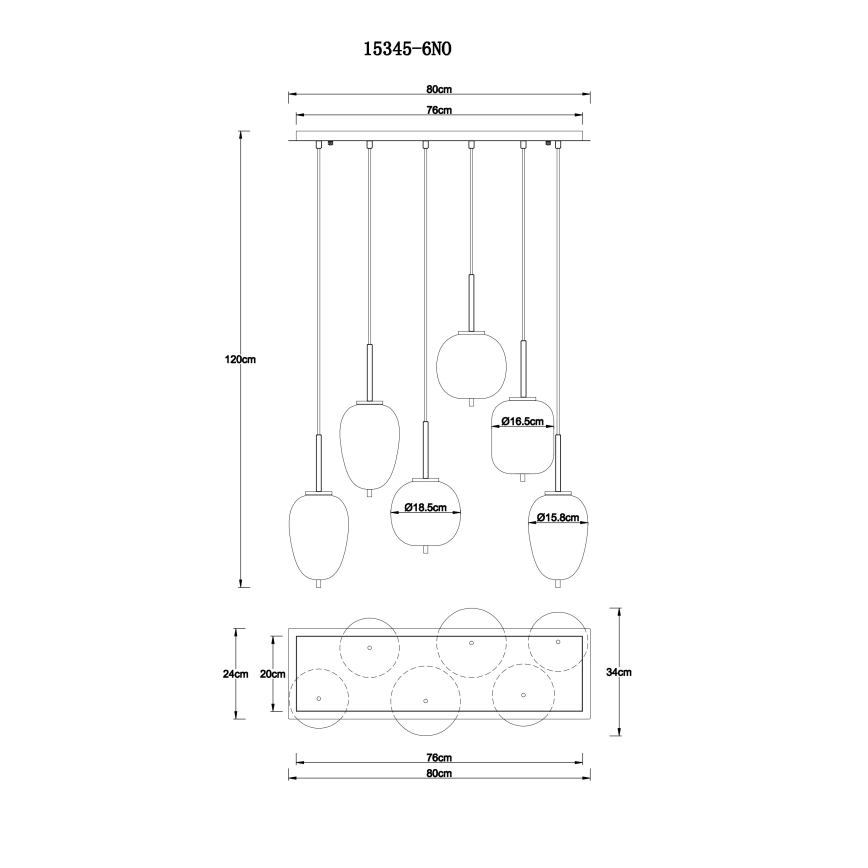 Globo - Hängeleuchte 6xE14/40W/230V glänzendes Chrom