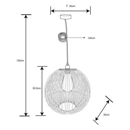Globo - Hängeleuchte an Kabel 1xE27/60W/230V Bambus