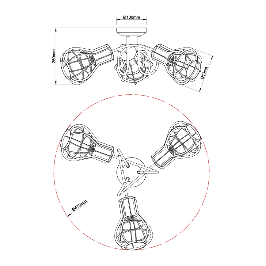 Globo - Deckenstrahler 3xE27/40W/230V