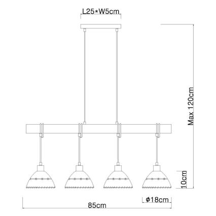 Globo - Kronleuchter an Schnur 4xE27/60W/230V