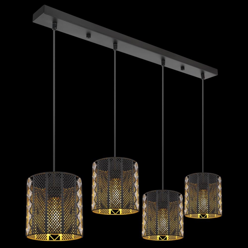 Globo - Hängeleuchte an Kabel 4xE27/60W/230V gold/schwarz