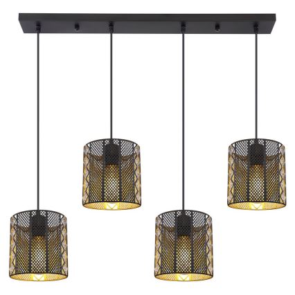 Globo - Hängeleuchte an Kabel 4xE27/60W/230V gold/schwarz