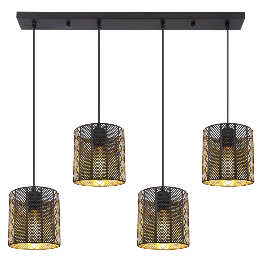 Globo - Hängeleuchte an Kabel 4xE27/60W/230V gold/schwarz