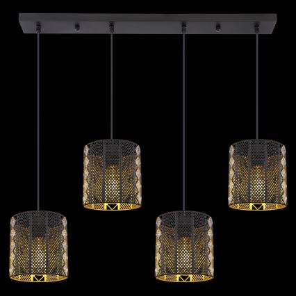 Globo - Hängeleuchte an Kabel 4xE27/60W/230V gold/schwarz