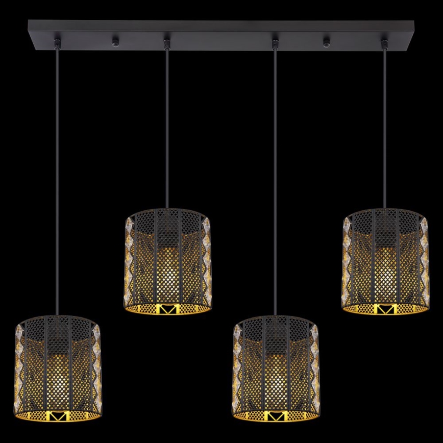 Globo - Hängeleuchte an Kabel 4xE27/60W/230V gold/schwarz