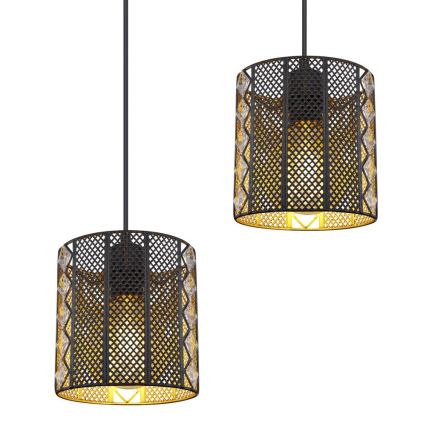 Globo - Hängeleuchte an Kabel 4xE27/60W/230V gold/schwarz