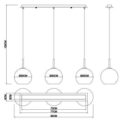 Globo - Hängeleuchte an Schnur 3xE27/60W/230V