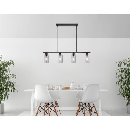 Globo - Hängeleuchte 4xE27/60W/230V schwarz