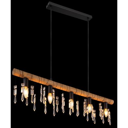 Globo 15532-5H - Hängeleuchte an Kabel KIRA 5xE14/40W/230V schwarz/braun