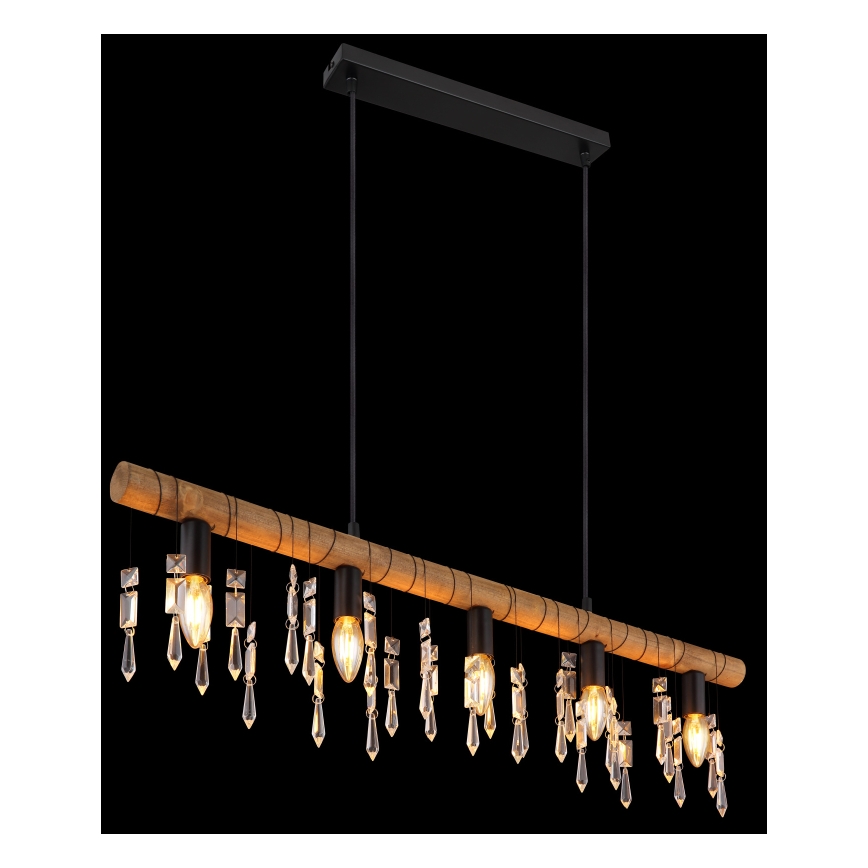 Globo 15532-5H - Hängeleuchte an Kabel KIRA 5xE14/40W/230V schwarz/braun