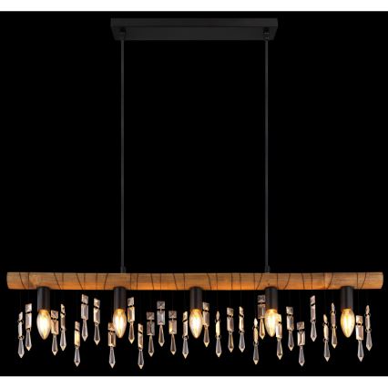 Globo 15532-5H - Hängeleuchte an Kabel KIRA 5xE14/40W/230V schwarz/braun