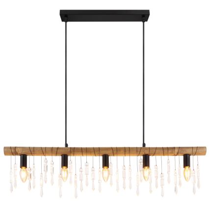 Globo 15532-5H - Hängeleuchte an Kabel KIRA 5xE14/40W/230V schwarz/braun